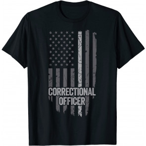 American Flag Thin Line Corrections Correctional Officer T-Shirt