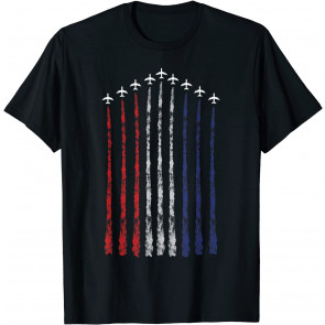 American Flag USA Fighter Jet Con Trail T-Shirt