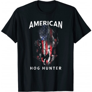 American Hog Hunter Patriotic Wild Hog Skull T-Shirt
