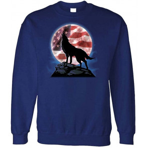 American Howl - Wolf Patriotic USA America - Fleece Sweat T-Shirt