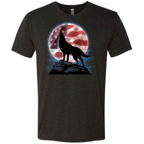 American Howl - Wolf Patriotic USA America - Tri-Blend T-Shirt