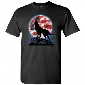 American Howl - Wolf Patriotic USA America - T-Shirt