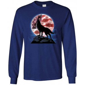 American Howl - Wolf Patriotic USA America - T-Shirt