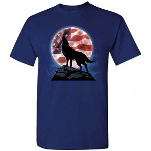 American Howl - Wolf Patriotic USA America - T-Shirt