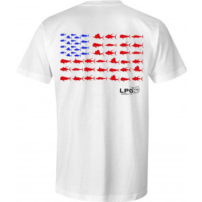 Americano Mahi, Tuna, Wahoo, Sailfish & Marlin Patriotic USA Flag Themed T-Shirt