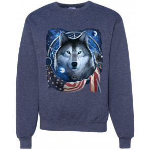 Amrican Flag Patriotic Wolf Dreaming Animal Lover T-Shirt