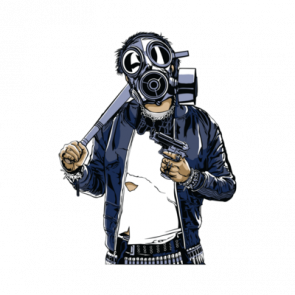 Apocalyptic Soldier Wearing Gas Mask Tshirt