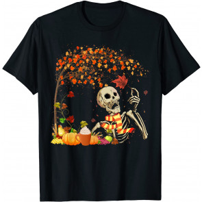 Autumn Skeleton It's Fall Y'all Pumpkin Spice T-Shirt