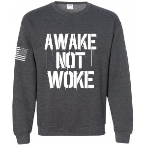Awake Not Woke Patriotic American Flag Sleeve Political Men's T-Shirt
