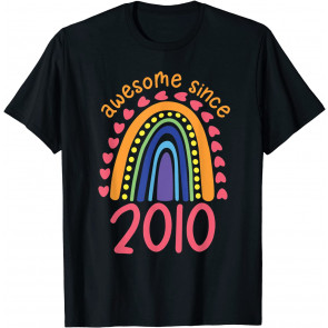 Awesome Since 2010 Boho Colorful Rainbow Girls 11th Birthday T-Shirt