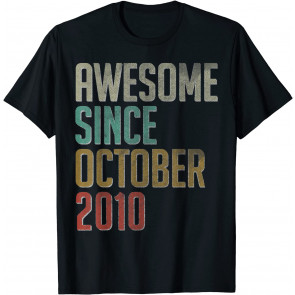 Awesome Since October 2010 11th Birthday Gift 11 Year Old T-Shirt