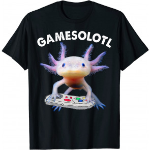 Axolotl Fish Playing Video Game White-Axolotl Lizard Gamers T-Shirt