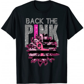 Back The Pink Ribbon Sunflower Flag Breast Cancer Awareness T-Shirt