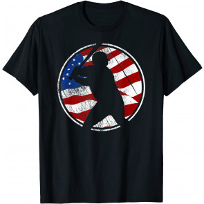 Baseball American Flag - Vintage Baseball T-Shirt