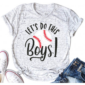 Baseball Mom Mama Letter Print T-Shirt