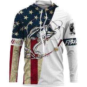 Bass Fish Fly Fishing American Flag UV T-Shirt