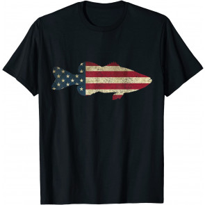 Bass Fishing American Flag Vintage Patriotic Fisherman Gift T-Shirt