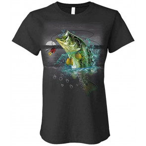 BASS Wilderness - Smallmouth Largemouth Fishing - Ladies Cotton T-Shirt
