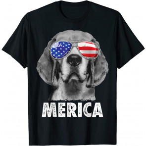 Beagle 4th Of July Merica Sunglasses Men USA American Flag T-Shirt