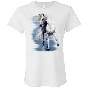 Beauty And The SEA - Horses Beach Freedom - Ladies Cotton T-Shirt