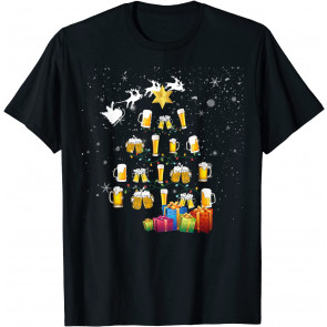 Beer Drinking Lover Xmas Tree Happy Christmas T-Shirt