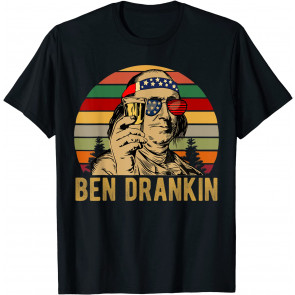 Ben Drankin 4th Of July Vintage American Flag Glasses T-Shirt