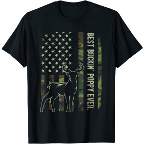 Best Buckin' Poppy Camo American Flag Deer T-Shirt