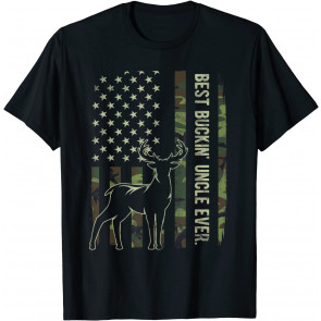 Best Buckin' Uncle Ever Camo American Flag Deer T-Shirt