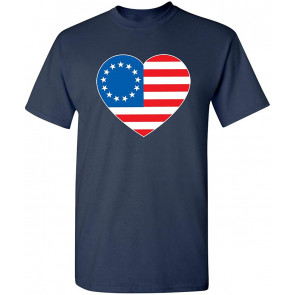 Besty Ross 76 Flag 13 Star Flag Heart Flag T-Shirt