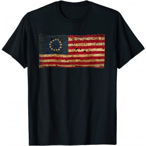 Betsy Ross Flag American Victory 1776 Distressed T-Shirt