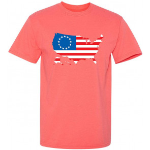 Betsy Ross USA Shaped Flag T-Shirt