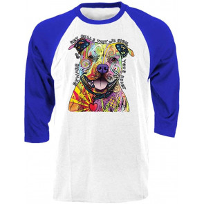 Beware Of Pit Bulls - Dean Russo Dog - Baseball T-Shirt