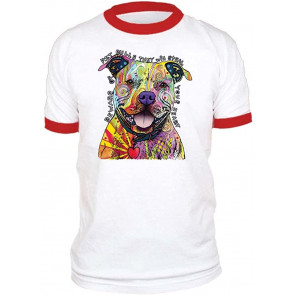 Beware Of Pit Bulls - Dean Russo Dog - Retro Ringer T-Shirt