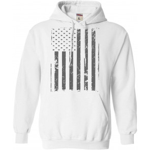Big Distressed American Flag Charcoal Black Sweat T-Shirt