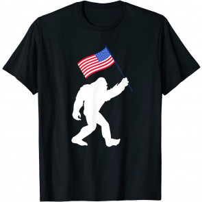 Bigfoot With American Flag T-Shirt