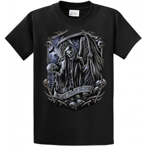 Biker Grim Reaper We Meet Again Skeletons Skull Scary Men's T-Shirt