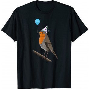 Bird Design Robin Redbreast Bird Animal Drawing Birthday T-Shirt