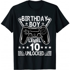 Birthday Boy Level 10 Unlocked 10th Birthday Video Game T-Shirt