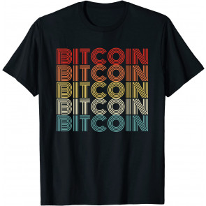 Bitcoin Crypto Writing 80s Red Yellow Green Design BTC T-Shirt