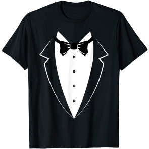 Black And White Tuxedo Bow Tie T-Shirt
