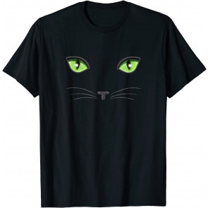 Black Cat Green Eyes - Cat Face T-Shirt