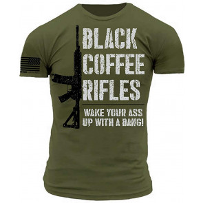 Black Coffee Rifles Start Your Day With A Bang Military T-Shirt