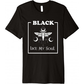 Black, Like My Soul, Vintage Goth Moth, And Crescent Moon T-Shirt