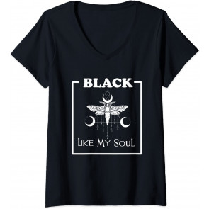 Black, Like My Soul, Vintage Goth Moth, And Crescent Moon T-Shirt