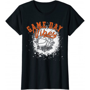 Bleached Basketball Game Day Vibes Basketball Fan Mom T-Shirt