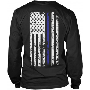 Blue Line American Flag - Support Cops Police T-Shirt