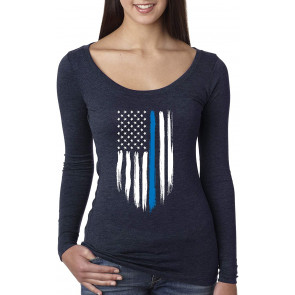 Blue USA Flag Blue Lives Matter Support Police Law Enforcement T-Shirt