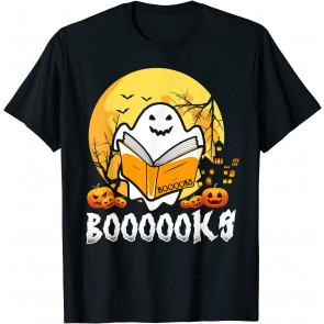 Boooks Halloween Boo Ghost Reading Book Lover Halloween Gift T-Shirt