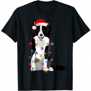Border Collie Christmas Lights Xmas Dog Lover T-Shirt