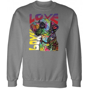 Boxer LUV - Dean Russo Dog Modern Art - Fleece Sweat T-Shirt